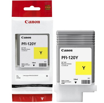 Cartus cerneala Canon PFI-120Y, yellow, capacitate 130ml, pentru Canon TM 200/205/300/305